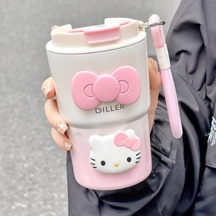 保温杯女生helloKitty高颜值2024新款可爱水杯直饮便携咖啡学生杯