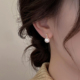 法式水钻珍珠耳钉女纯银小众设计高级百搭耳饰2023年新款爆款耳环