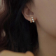 复古珍珠耳钉女纯银耳夹无耳洞2024新款爆款耳环小众设计感耳饰