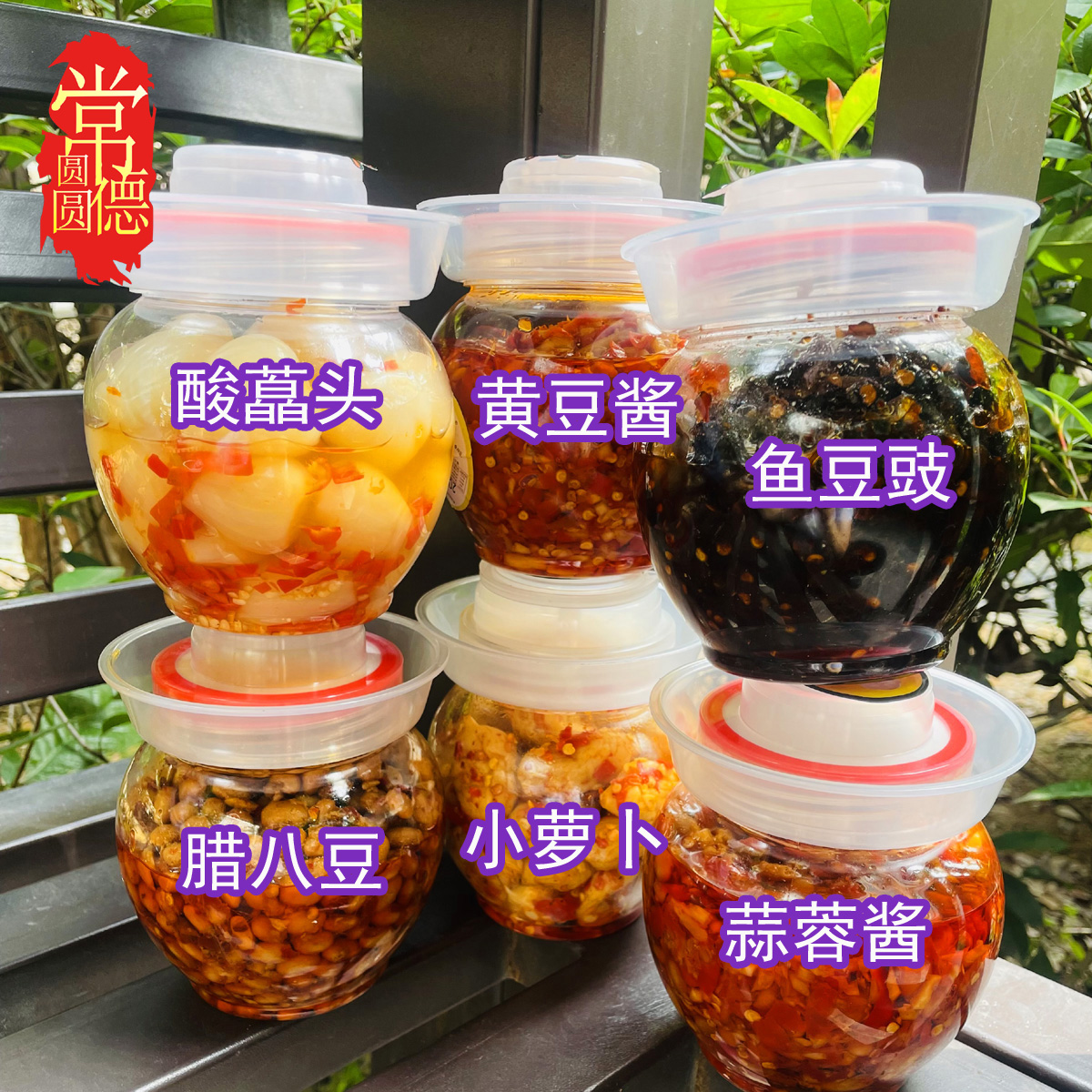 黄光头酱腌菜坛子菜开胃下饭菜酸辣藠头鱼味豆豉蒜蓉黄豆酱腊八豆