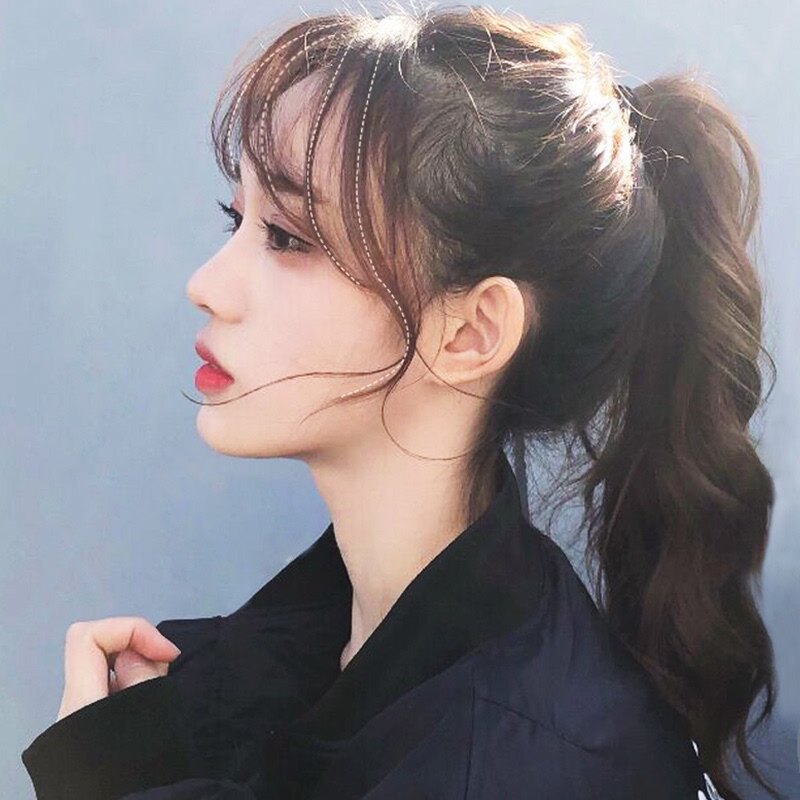 真发空气刘海假发片超薄蓬松修脸假刘海女圆r脸自x然网红留海齐留