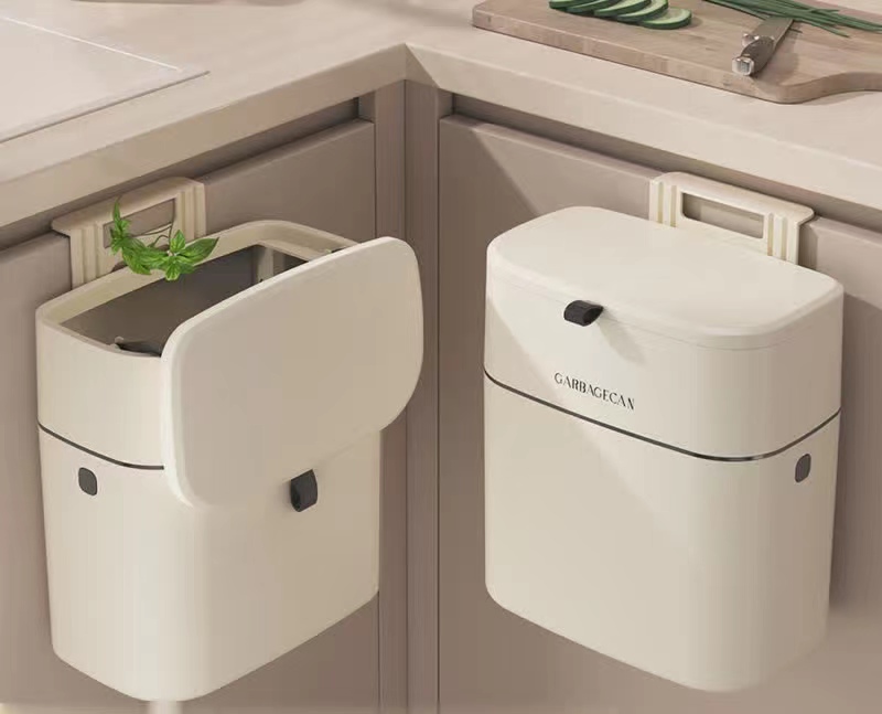 厨房壁挂垃圾桶家用卫生间夹缝大号带盖免打孔方形纸篓翻盖收纳筒