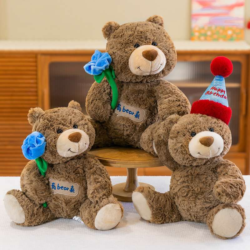 礼品泰迪熊毛绒玩具可爱生日帽玫瑰小熊玩偶公仔情人节礼物礼品