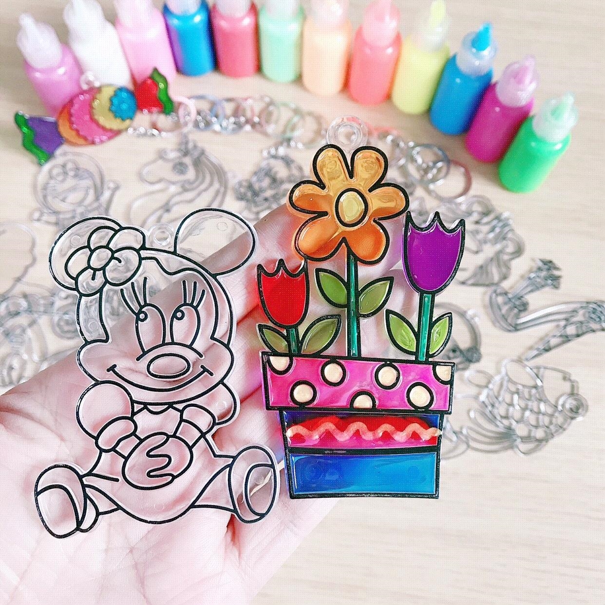 103d儿童胶画免烤涂色创意diy手工画立体颜料画制作彩g画填色画套装伦