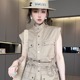 【现货】无袖工装连衣裙女2025夏季新款收腰显瘦工装裙立领裙子
