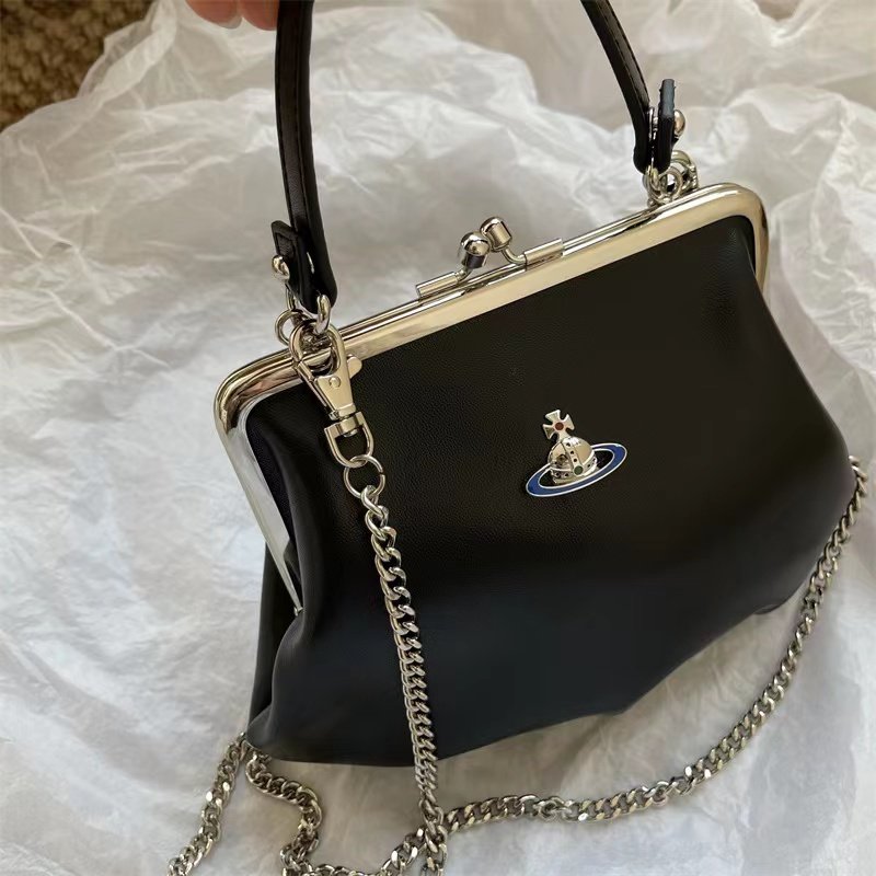 日本vivienne土星包西太后饺子包小羊皮纯色手提包链条包斜挎包