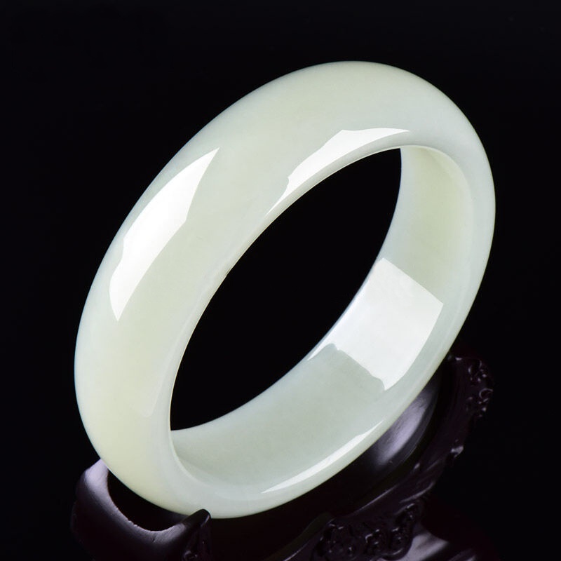 正品特价新疆和田玉手镯天然昆仑羊脂白玉y玉镯子女款带证书