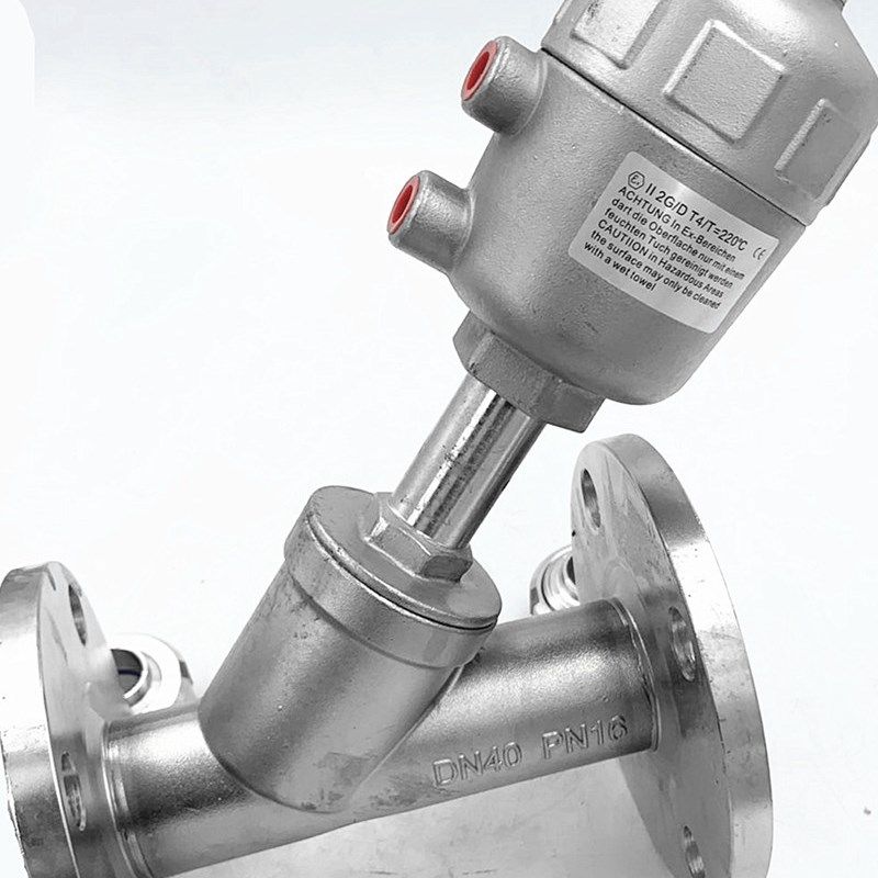 304不锈钢法兰气动角座阀 y型蒸汽角座阀 耐高温蒸汽法兰角座阀门