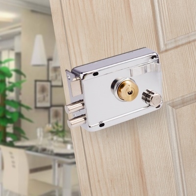 老式门锁牛头锁木门锁通用v型防翘防盗锁固定暗锁铜锁芯碰锁方便