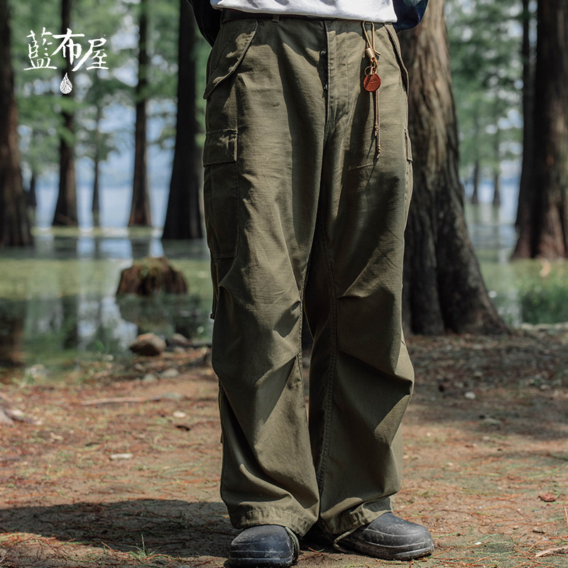m65经典复古重磅飘带多口袋军裤蓝布屋阿美咔叽宽松直筒休闲裤潮