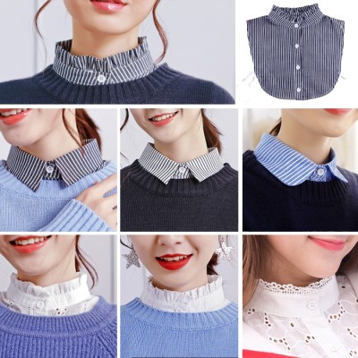 假领子女秋冬纯棉尖领图片