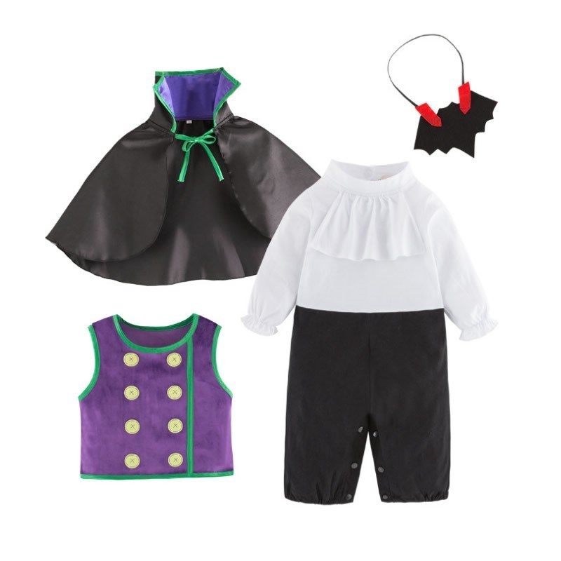万圣节婴儿服装宝宝男童儿童连体衣演出服cos女童吸血鬼造型套装