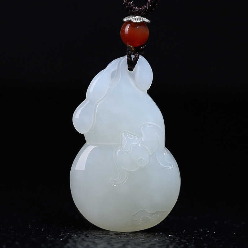天然和田玉葫芦吊坠男女玉石福禄玉坠项链双面小葫芦挂件玉佩