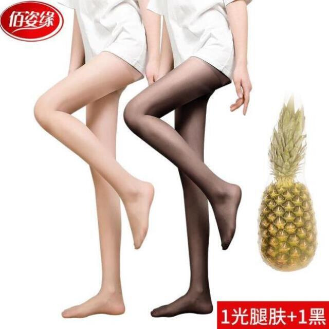 CF丝袜女防勾丝薄款夏季超薄网红菠萝袜黑丝肉色隐形光腿神器