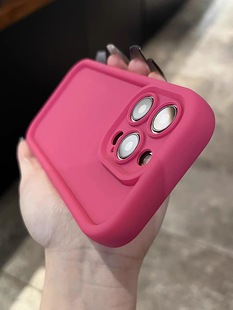 芭比粉色硅胶适用苹果13手机壳iphone14promax简约高级感12全包防摔11新款少女心15pro高端x保护套韩系多巴胺