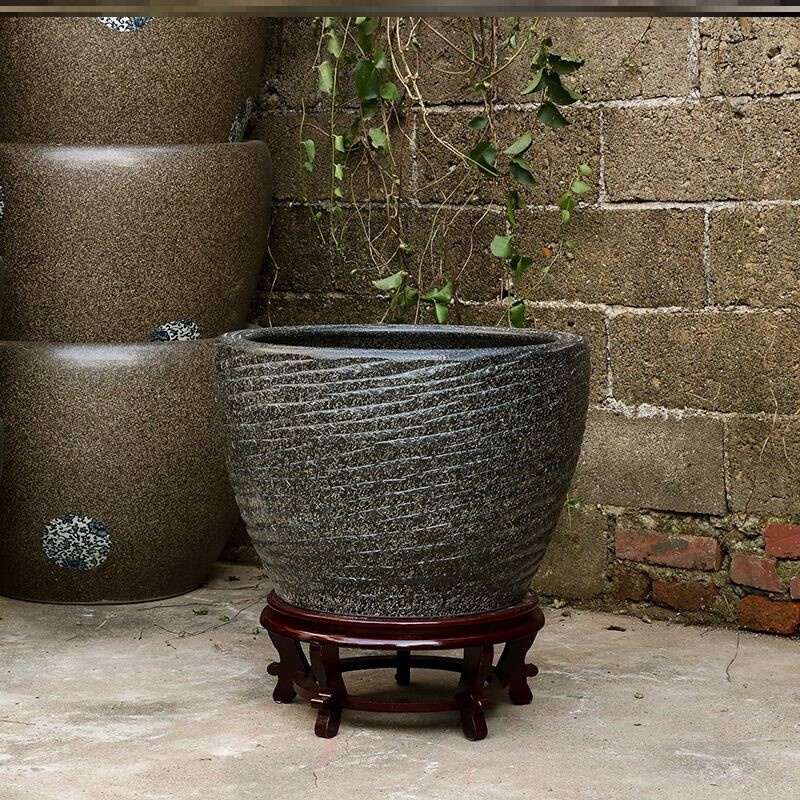 陶瓷鱼缸养鱼金鱼缸庭院户外荷花睡莲乌龟复古老式石头造景大水缸