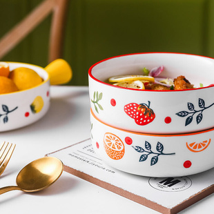 手柄碗烤盘陶瓷带手柄餐具网红烘焙焗家用日式创意烤箱泡面圆形盘