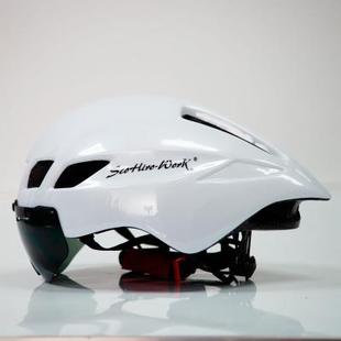 自行车头盔一体成型山地公路气动风镜TT破风铁三计时头盔