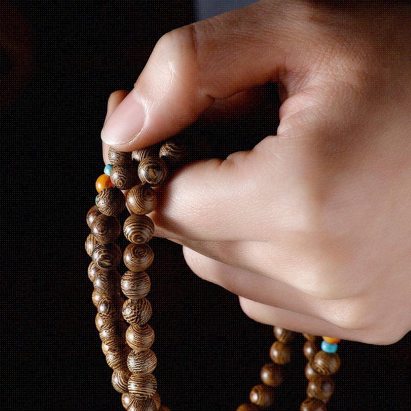 阿弥陀佛佛珠108颗鸡翅木铁刀木藏式男款女款手链8mm转运念珠手串