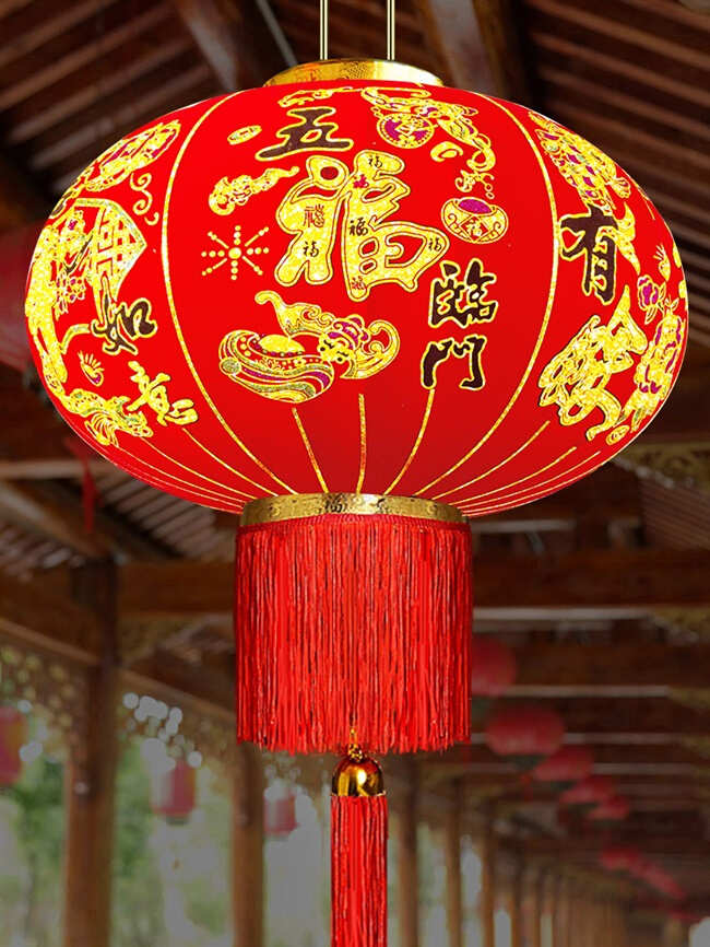 绒布防水节日r2021大红灯笼吊灯中国风挂饰户外大门口阳台装饰用