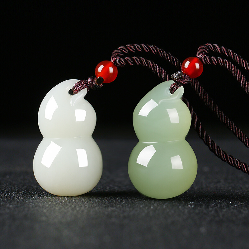 美脂润天然和田玉吊坠晴水玉葫芦挂件玉石葫芦小吊坠玉坠玉牌项链