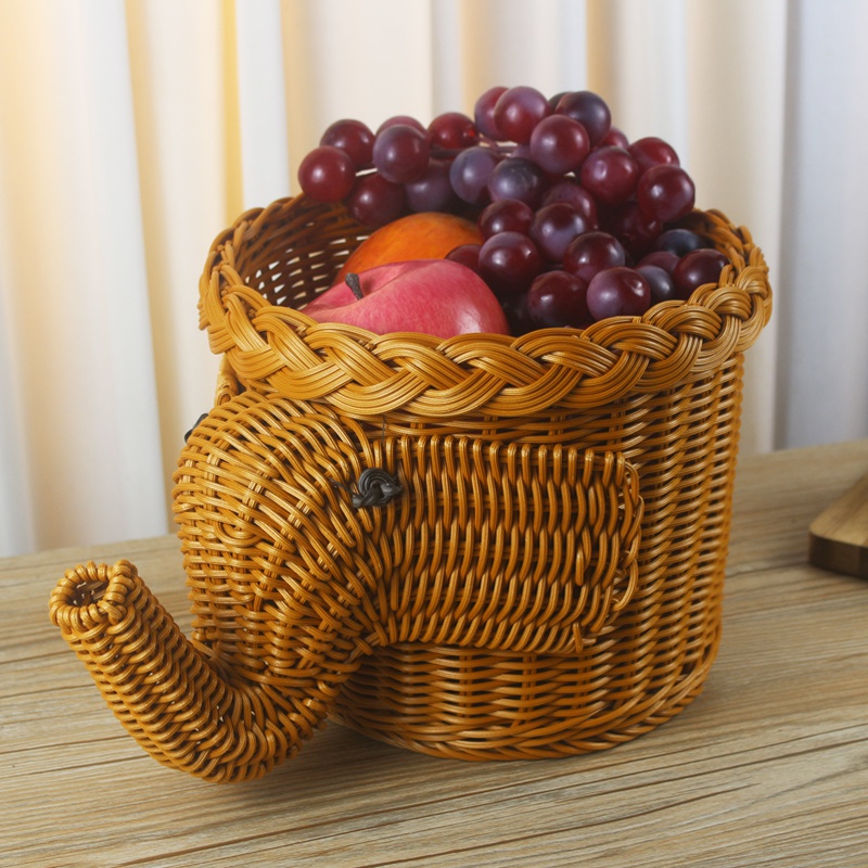 水果盘小精致可爱创意水果篮客厅家用仿藤编收纳筐点心面包糖果篮