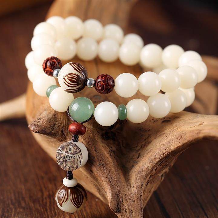 2021白玉菩提根手串女菩提子佛珠手链莲花女款手链