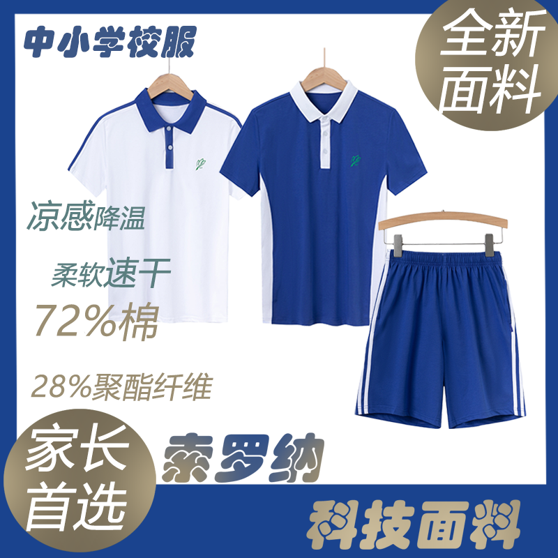 深圳小学初高中学生速干透气凉感特版索罗娜短袖短裤套装运动校服