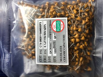 独石电容104p 0.1uf1000个一包黄色独石电容直插独石电容器