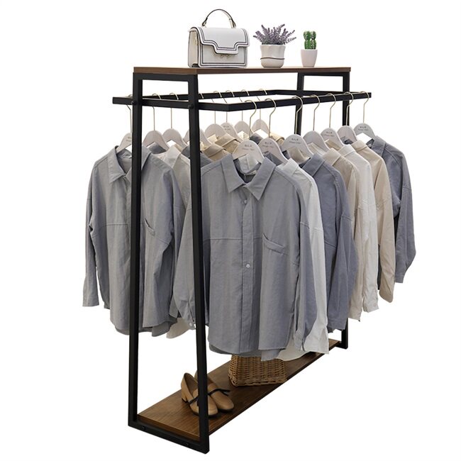 衣服货架子服装店展示架黑色落地式组合铁艺中岛简约挂衣架陈列架