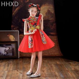 女童旗袍国潮高端礼服儿童演出服走秀中式2022新款潮服中国风童装