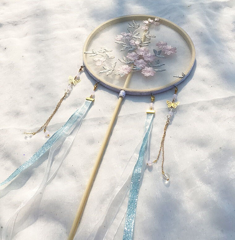 汉服配饰手持道具儿童团扇古风小号扇子仙气配旗袍走秀用的古装女