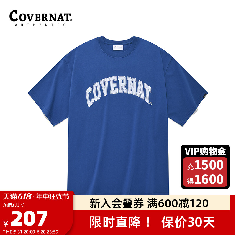 Covernat短袖T恤男女新品拱形logo印花短t圆领潮酷上衣