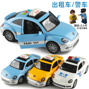 大号早教益智声光出租车的士TAXI警车甲壳虫小汽车模型儿童玩具车