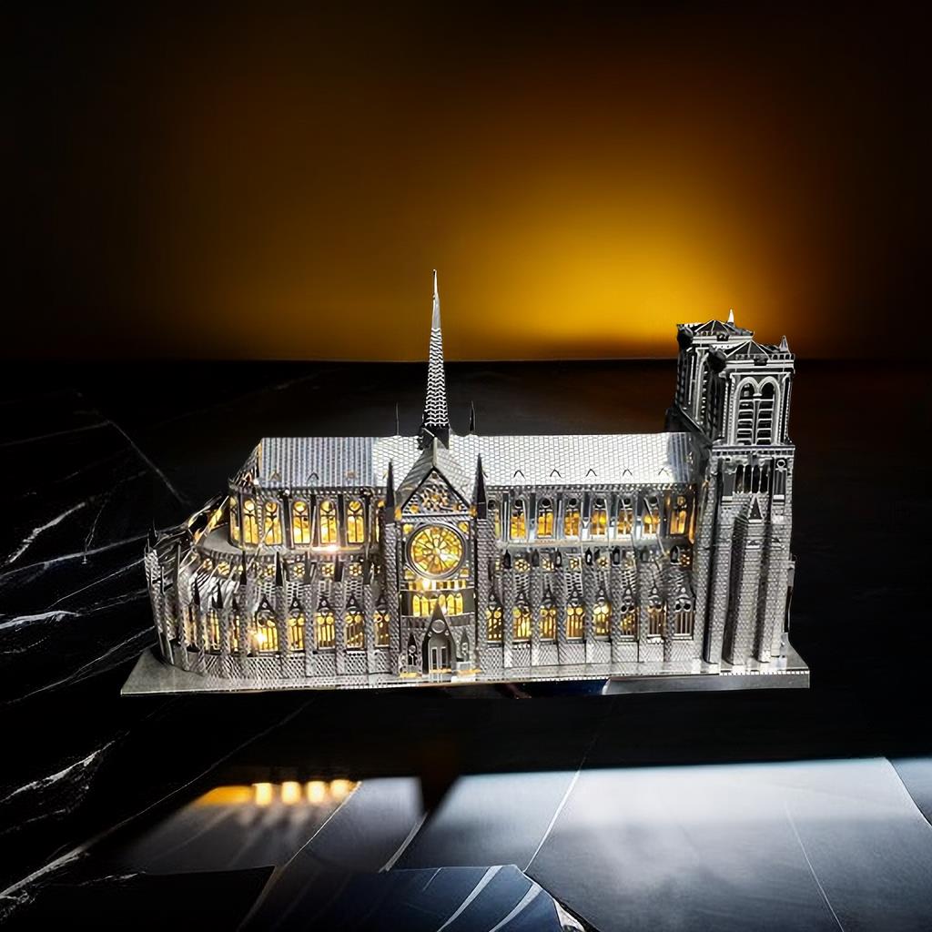 新巴黎圣母院！3D立体金属模型拼图diy手工制作益智拼装成人玩具