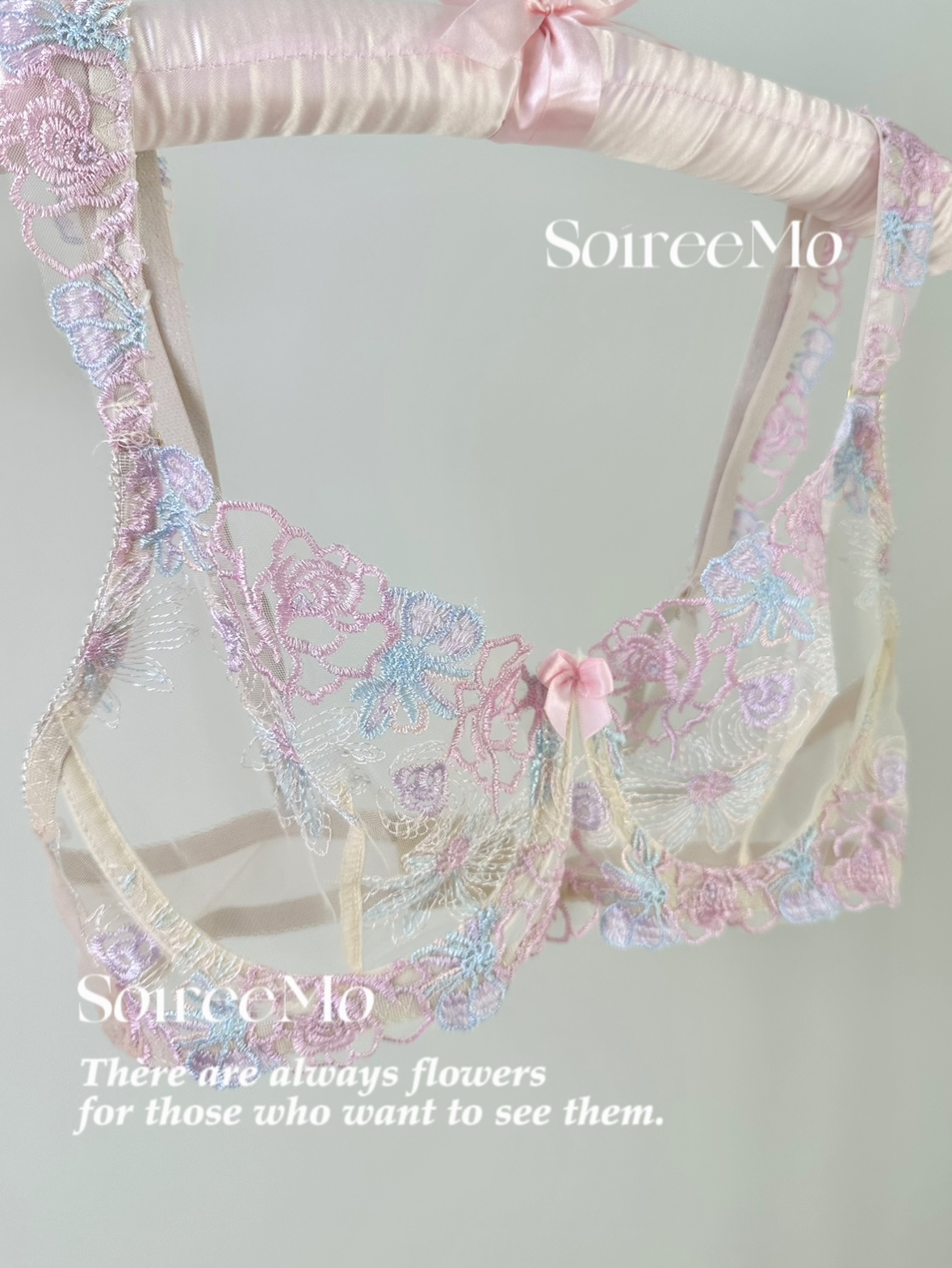 Soiree Mo 花期* 蕾丝花朵精致刺绣温柔系文胸套装 配色很好看