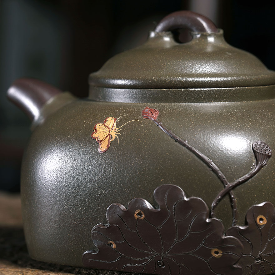 【蝶恋花】 豆青泥 全手工制作 助理工艺美术师 钱陶峰