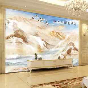 8D电视背景墙纸大理石纹欧式3d壁纸客厅大气装饰山水壁画影视墙布