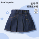 拉夏贝尔女童牛仔半身裙夏季洋气时髦短裙2025新款儿童夏装百褶裙