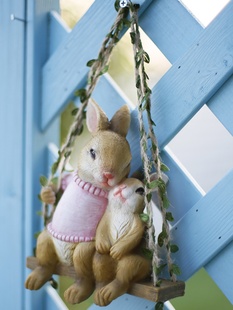 创意摆件兔子顶楼阳台动物挂件墙壁面上装饰挂饰庭院花园吊件布置