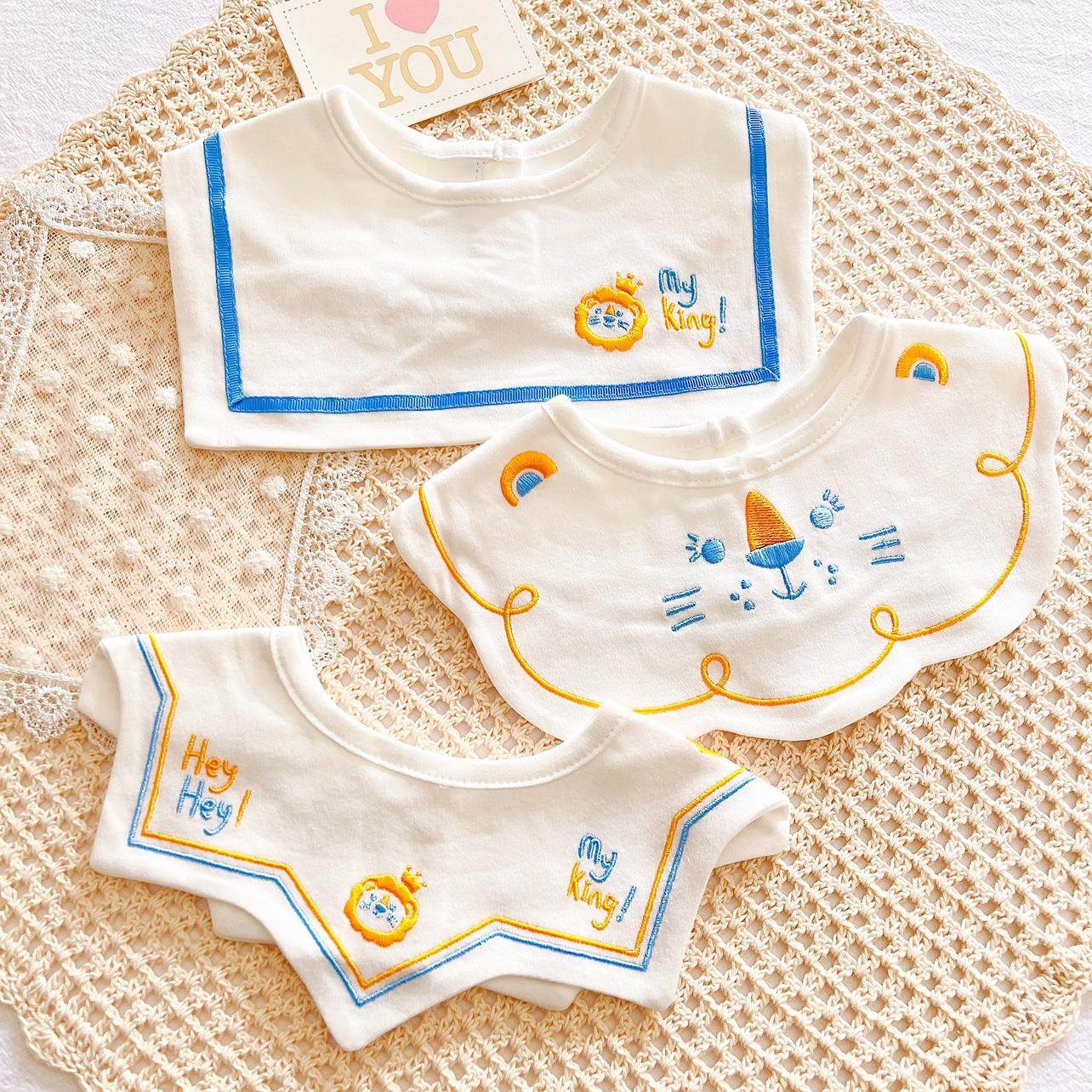 秋冬新款口水巾360度可旋转婴儿纯棉布纱布可爱小围嘴宝宝韩版ins