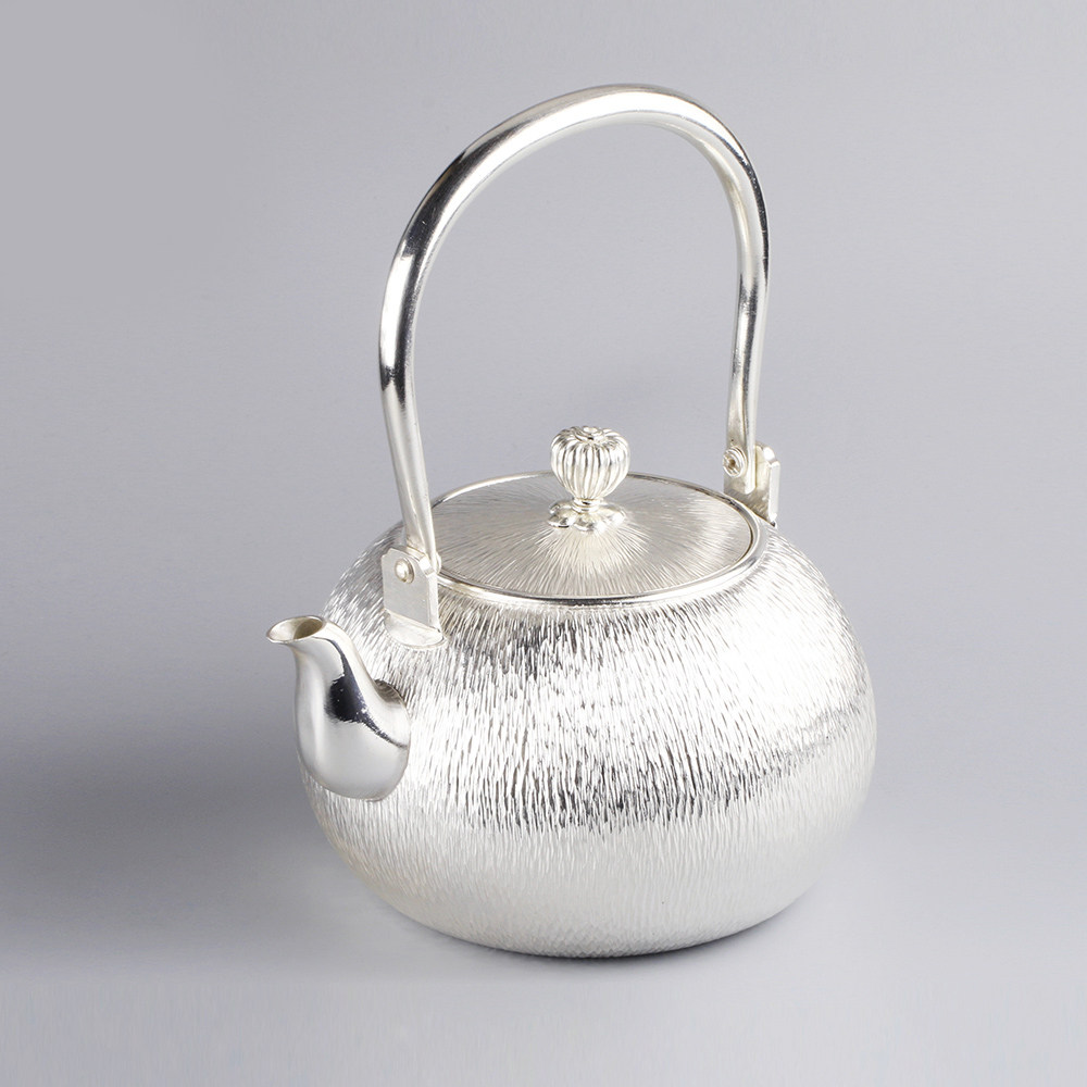 银壶大师寸彦同亲作 烧水养生提梁白银茶壶 y8