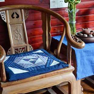 中式家居上海手织布手工土布玫瑰花拼布坐垫椅垫櫈垫沙发垫定制含