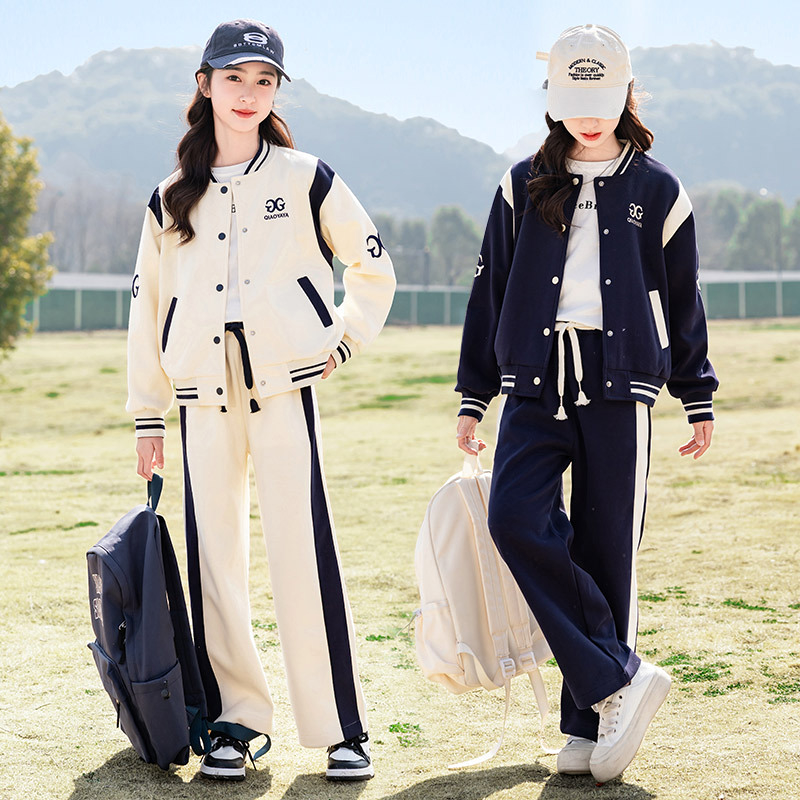 洋气女童棒球套装2024春秋中大童新款韩版两件套学院风户外运动服