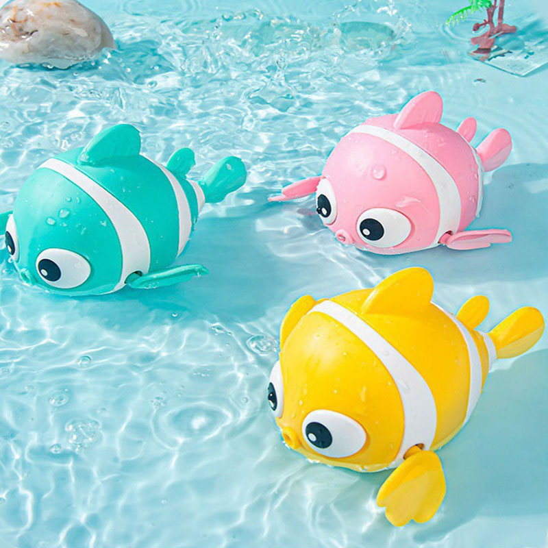 宝宝洗澡玩具戏水小丑鱼发条上链游泳动物儿童浴室玩水男女孩花洒