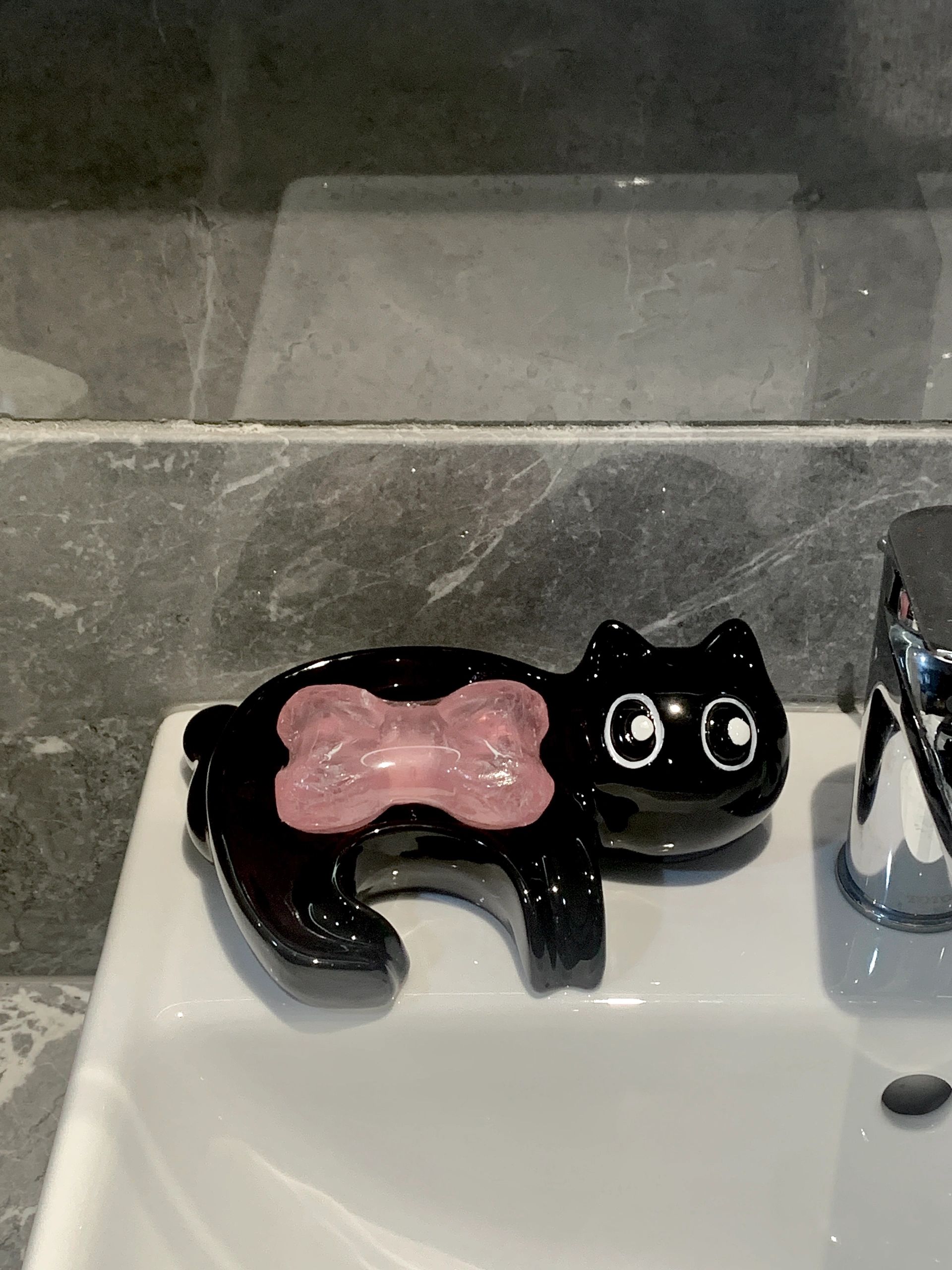 不积水香皂盒可爱家用皂碟置物架收纳盒摆件荣雄黑猫咪沥水肥皂盒