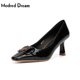 Modred Dream/摩登名仕女鞋2023新款高跟鞋女一脚蹬真皮女士单鞋