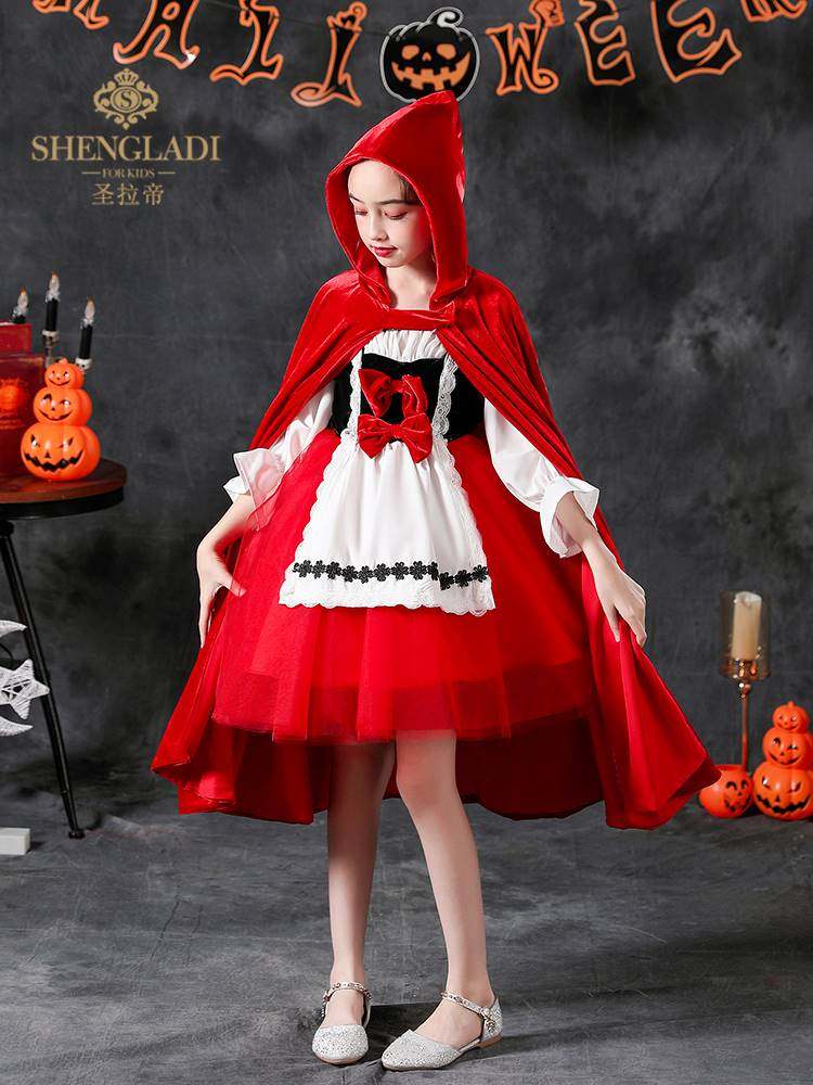 圣诞节儿童服装女童小红帽cos衣服幼儿园角色扮演童话故事演出服