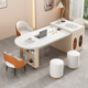 现代简约家用奶油风岩板岛台餐桌茶桌椅组合可伸缩餐厅办公室一体