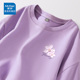 真维斯菲尔纯棉透气短袖t恤女2024新款夏季大码女士正肩上衣紫色
